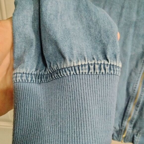 Oh My Disney Ariel Mermaid Blue Chambray Bomber Jacket - Picture 4 of 6